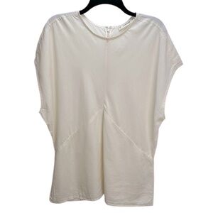 Everlane The Drape Top in Butterlite Bone 100% Tencel Cap Sleeve Zip Back 14